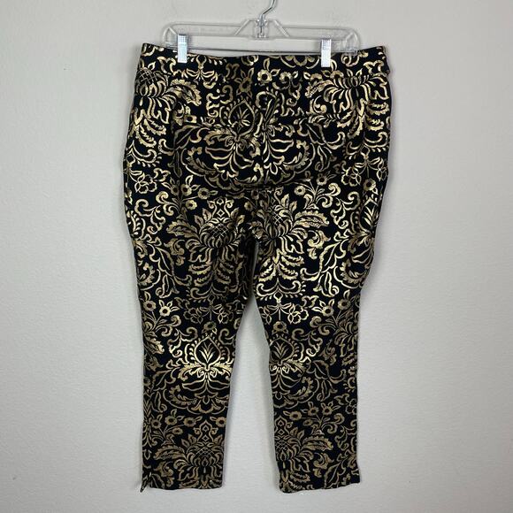 Soft Surroundings Black Gold Moonstruck Metallic Ponte Knit Pull-on Pants 1X - Picture 6 of 9